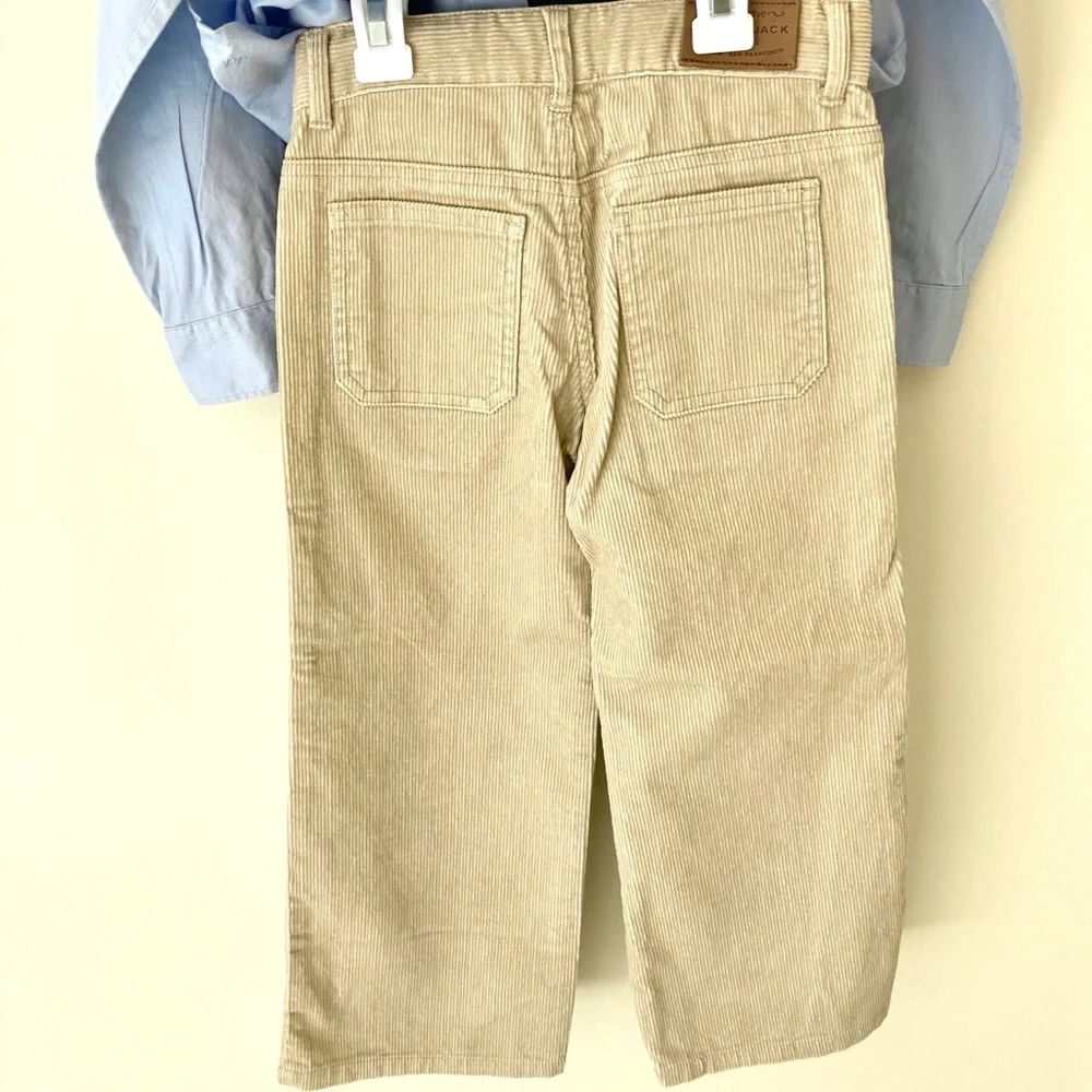 Janie and Jack Blue Shirt & Tan Corduroy Pants 5
